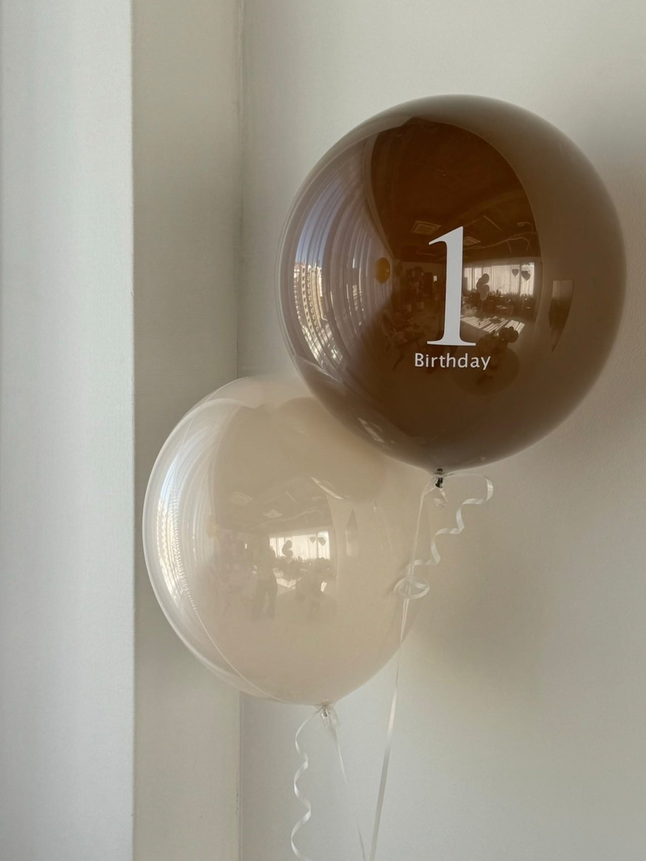 Birthday number balloon brown×beige 2SET【カラー変更可】