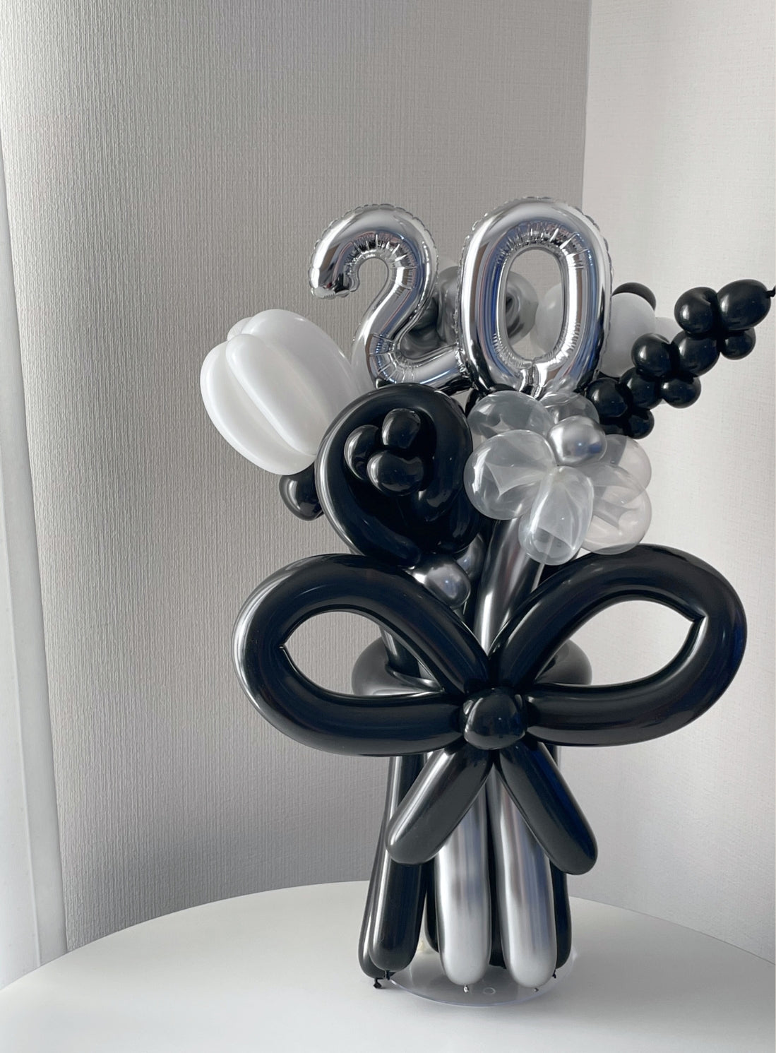 【ナンバーバルーン付き(数字選択可)】ミックスフラワーブーケ 6本 リボンver|全41色