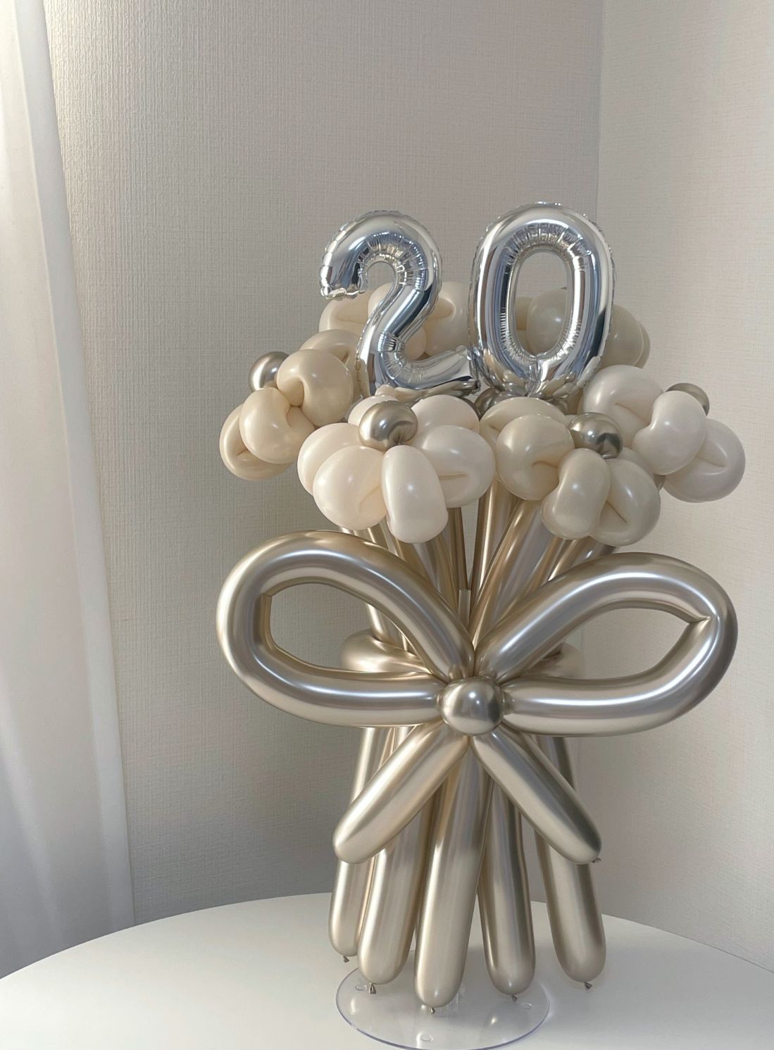 【ナンバーバルーン付き(数字選択可)】バルーンフラワーブーケ リボンver|全41色