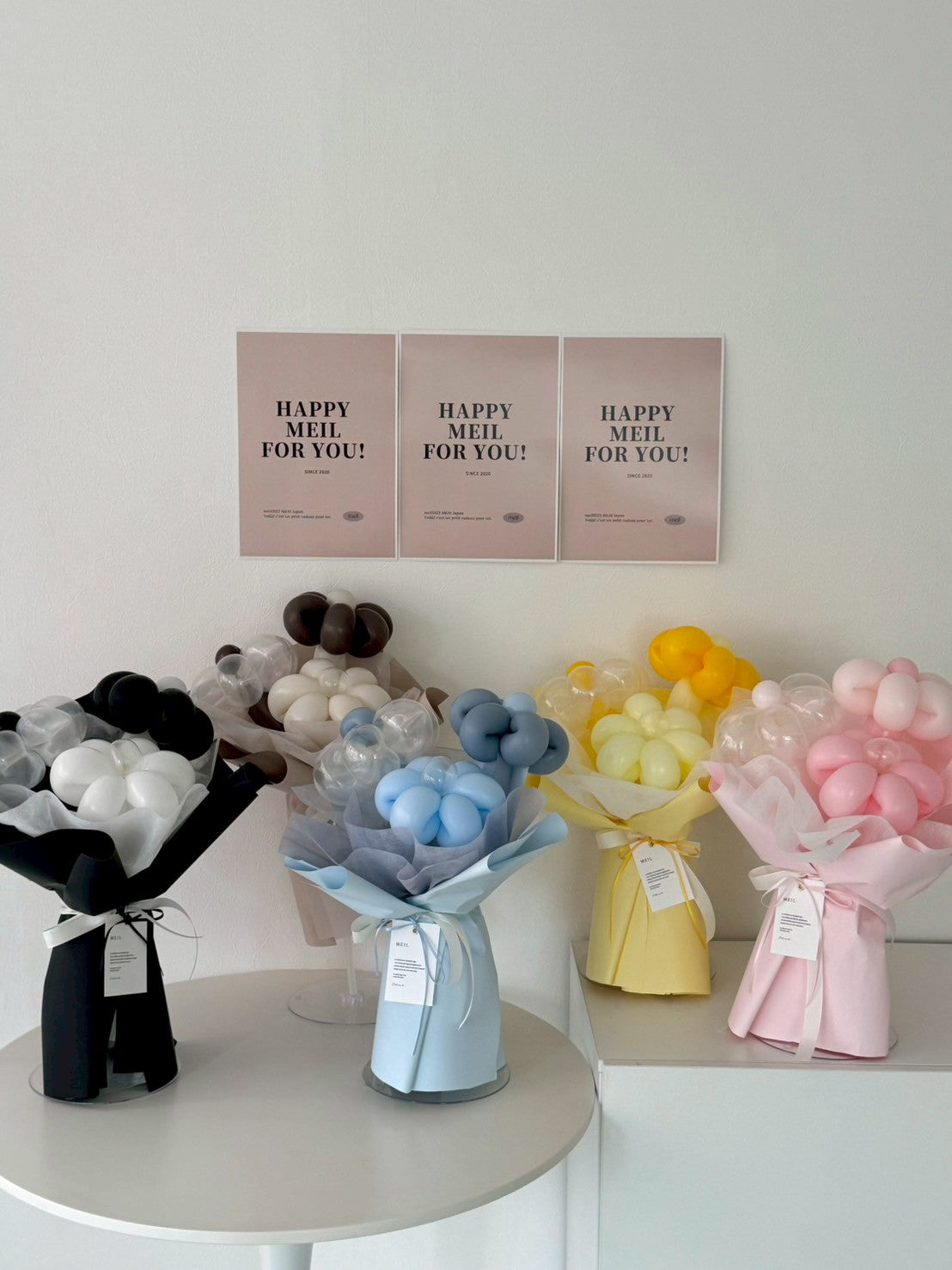 balloon flower bouquet 3本-ラッピングver-【全5色】