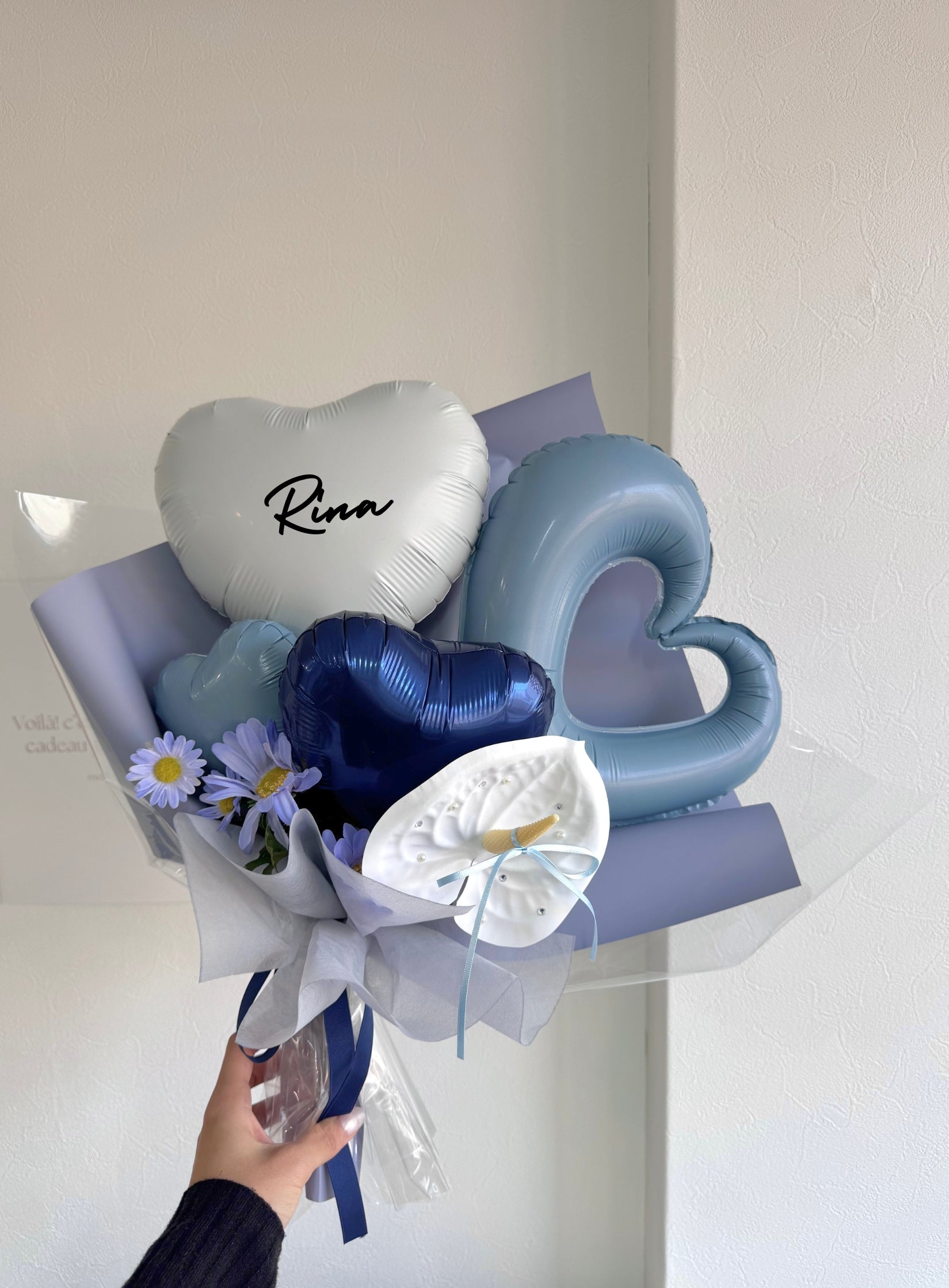 【卒業式・誕生日・記念日ギフト】アンスリウム バルーンブーケ 06 (アーティフィシャルフラワー)