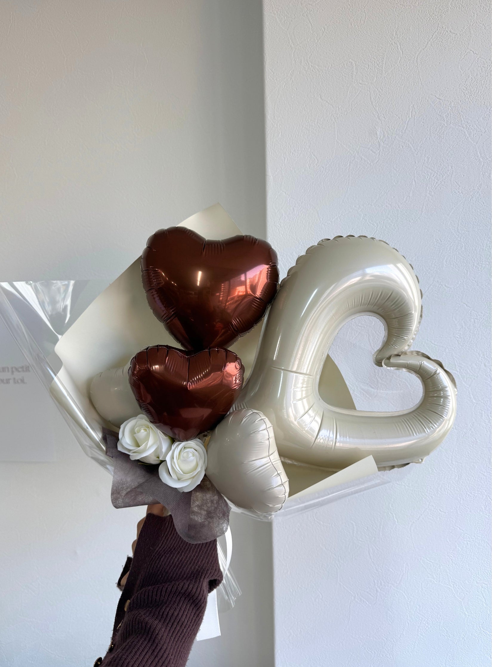 【卒業式・誕生日・記念日ギフト】ハートバルーンブーケ 08【文字入れなし】 (アーティフィシャルフラワー)