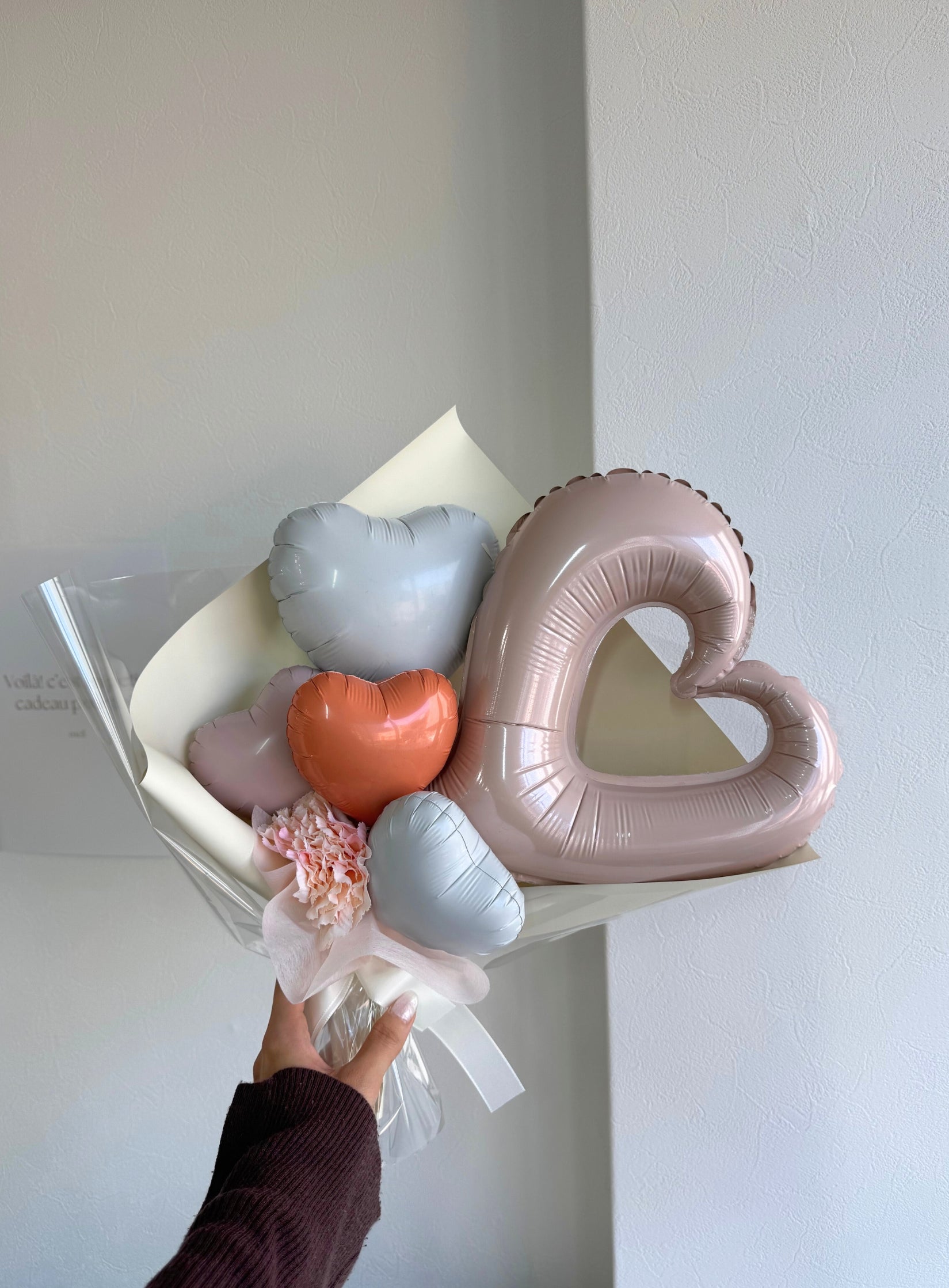 【卒業式・誕生日・記念日ギフト】ハートバルーンブーケ 07【文字入れなし】 (アーティフィシャルフラワー)