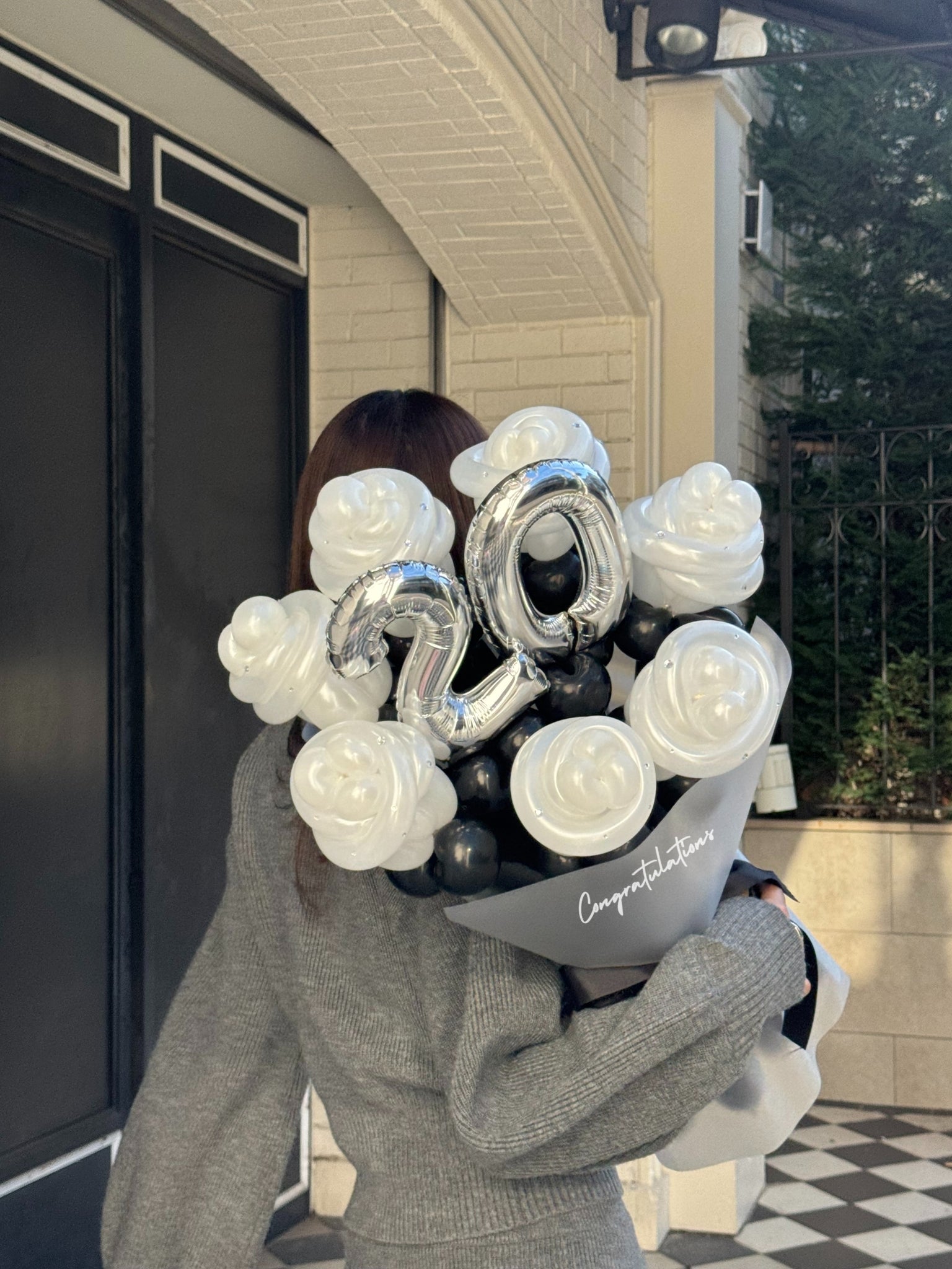 【成人式】20 balloon rose bouquet ラインストーン付き【全7色】