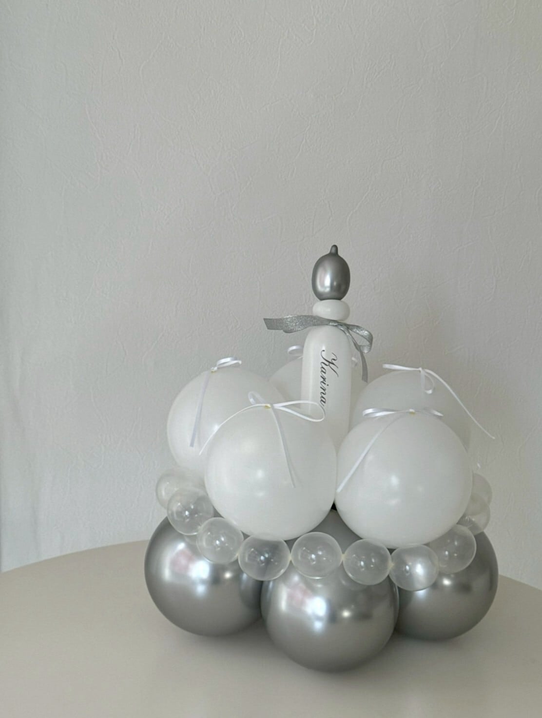 number block & cake balloon 2SET white×silver【セット商品】【カラー変更可】