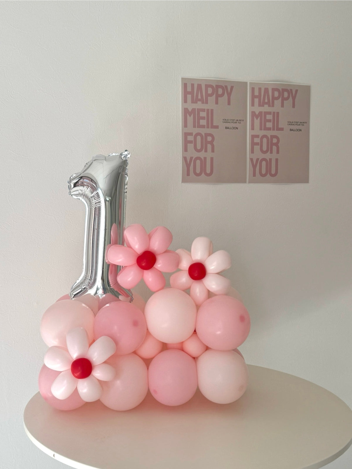 number block & cake balloon 2SET pink×red【セット商品】【カラー変更可】