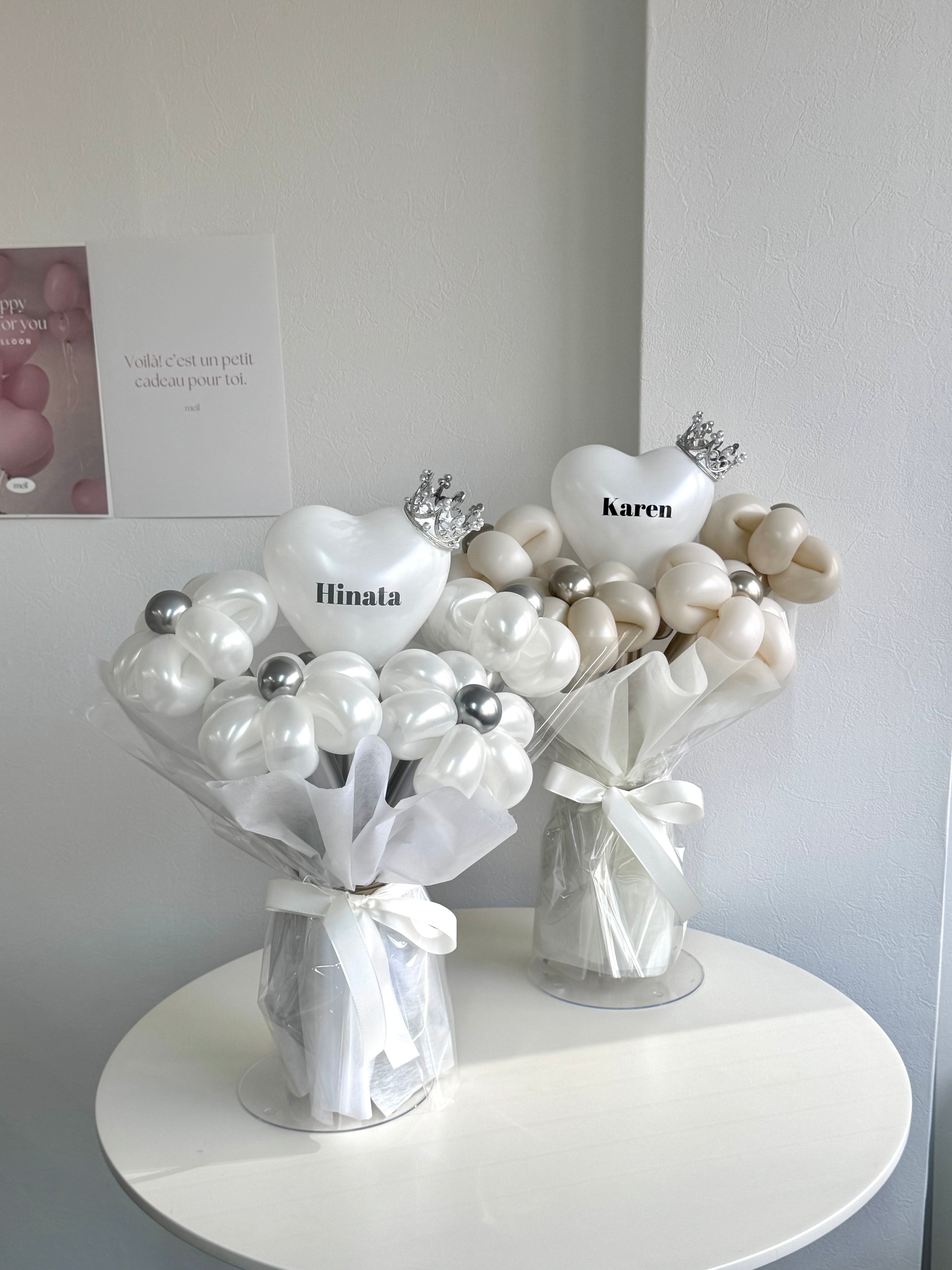 【卒業式】ティアラ ミニハートバルーンフラワーブーケ ラッピングver|全42色