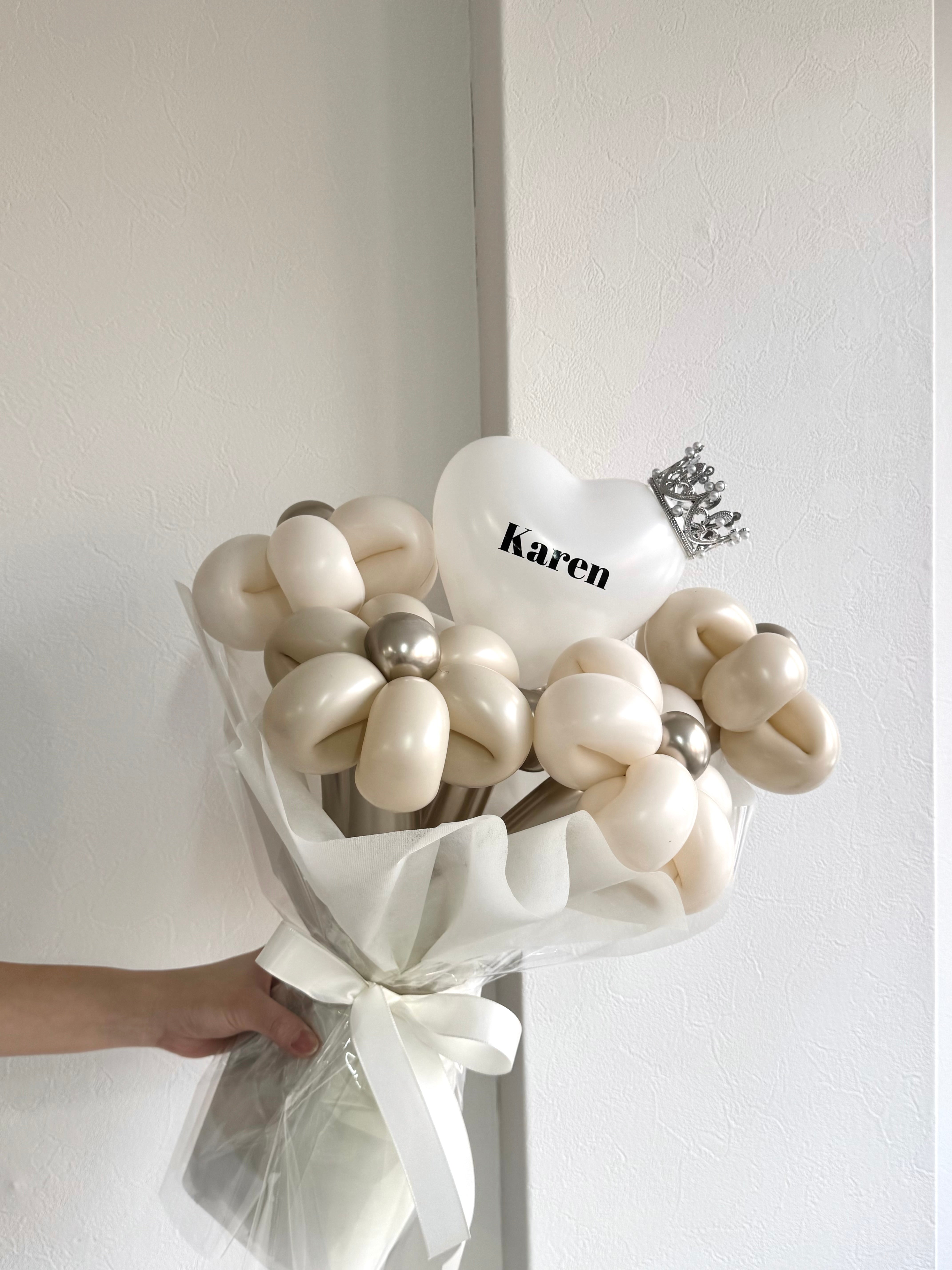 【卒業式】ティアラ ミニハートバルーンフラワーブーケ ラッピングver|全42色