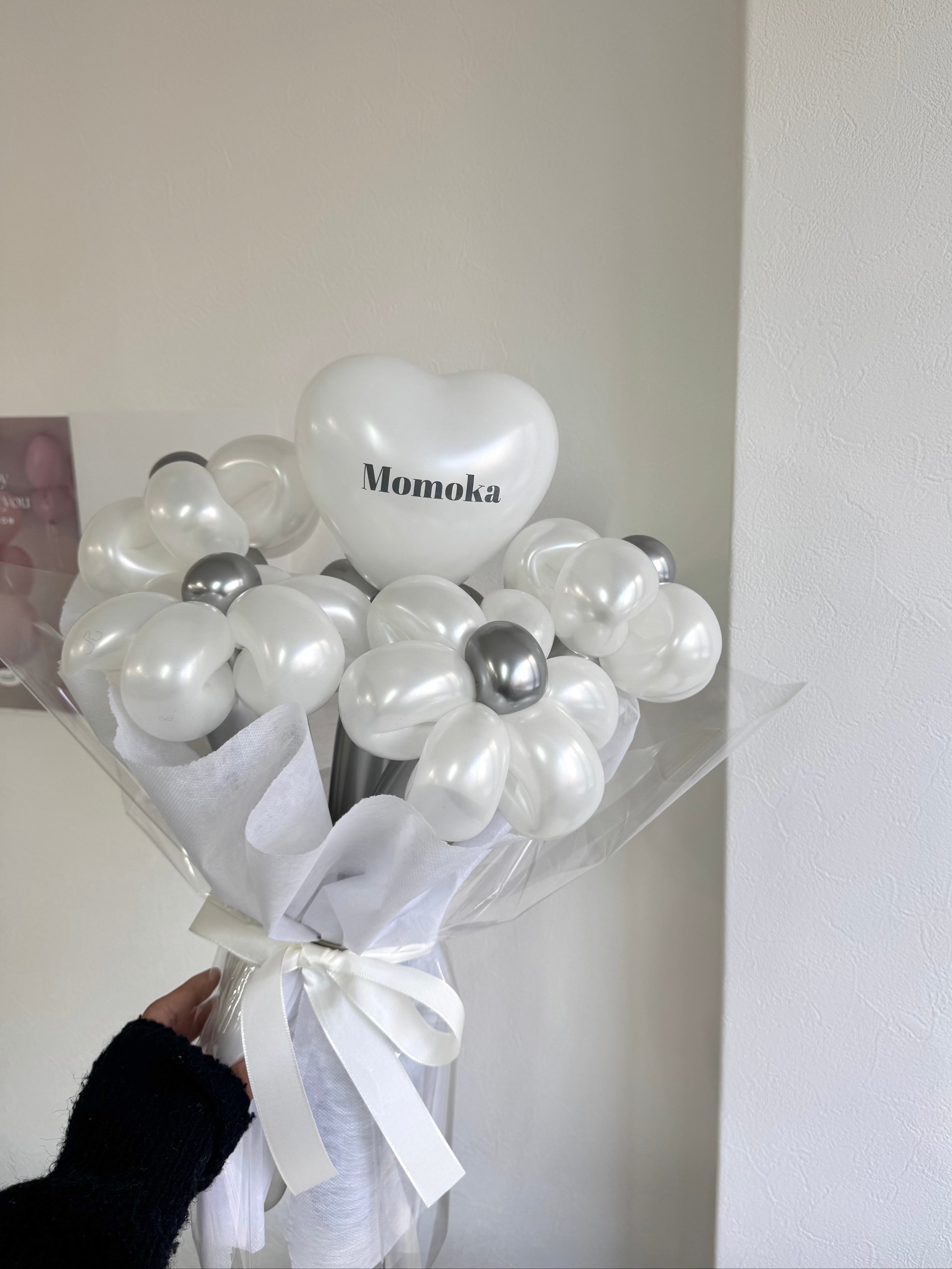 【誕生日・記念日ギフト】ミニハート バルーンフラワーブーケ ラッピングver|全42色