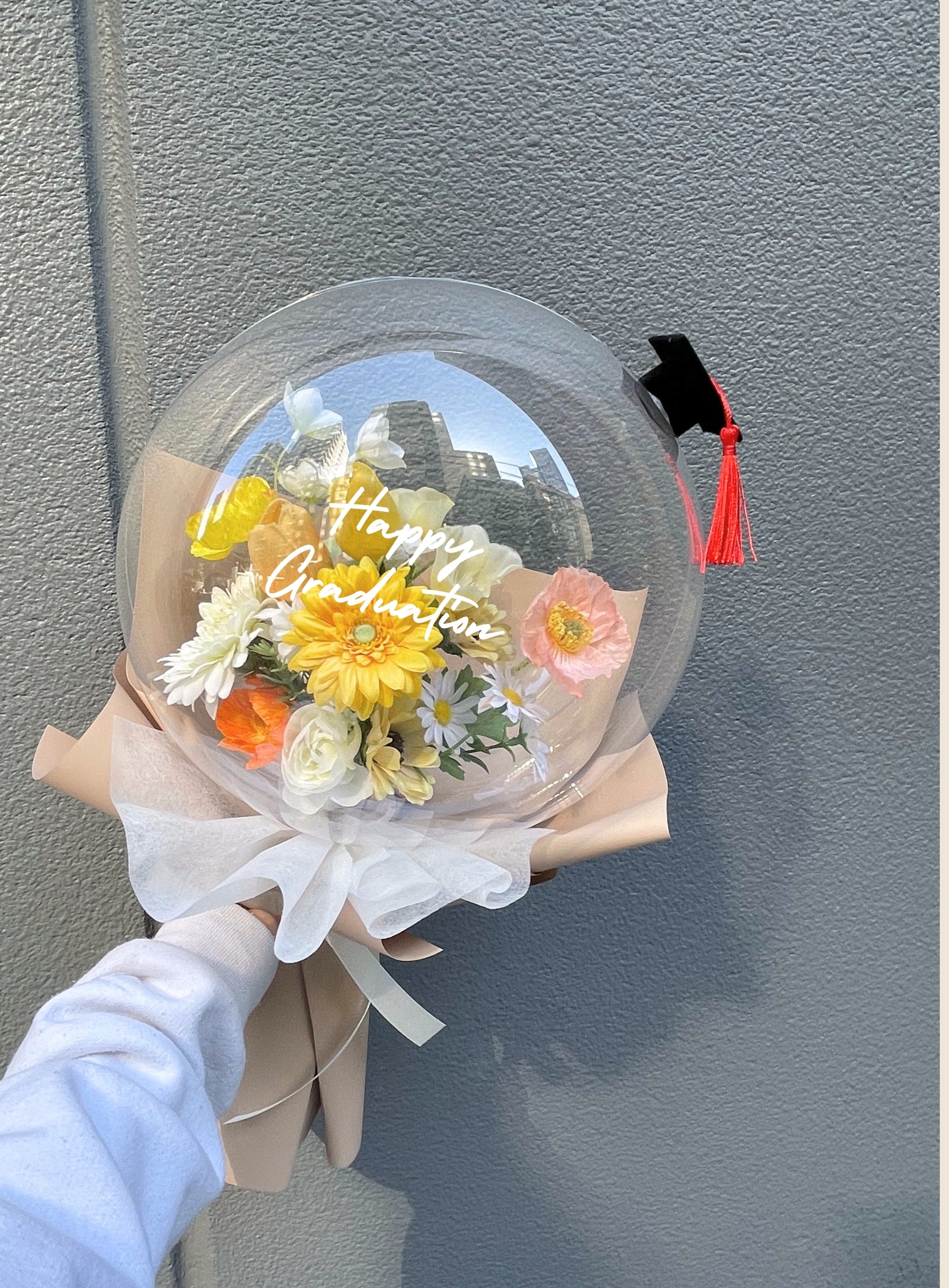 【卒業式】卒業帽 クリアバルーンフラワーブーケ|01