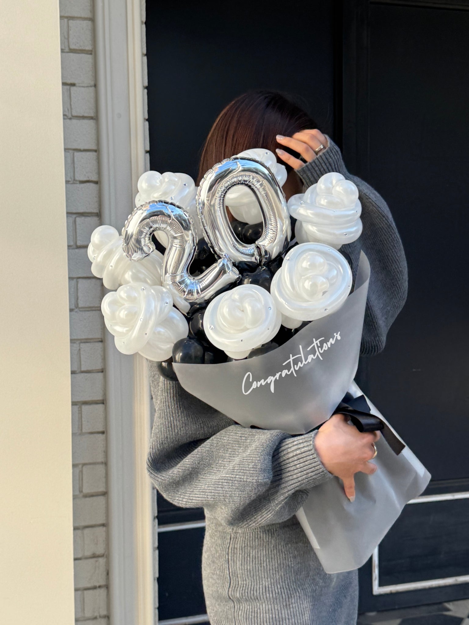 【成人式】20 balloon rose bouquet ラインストーン付き【全7色】