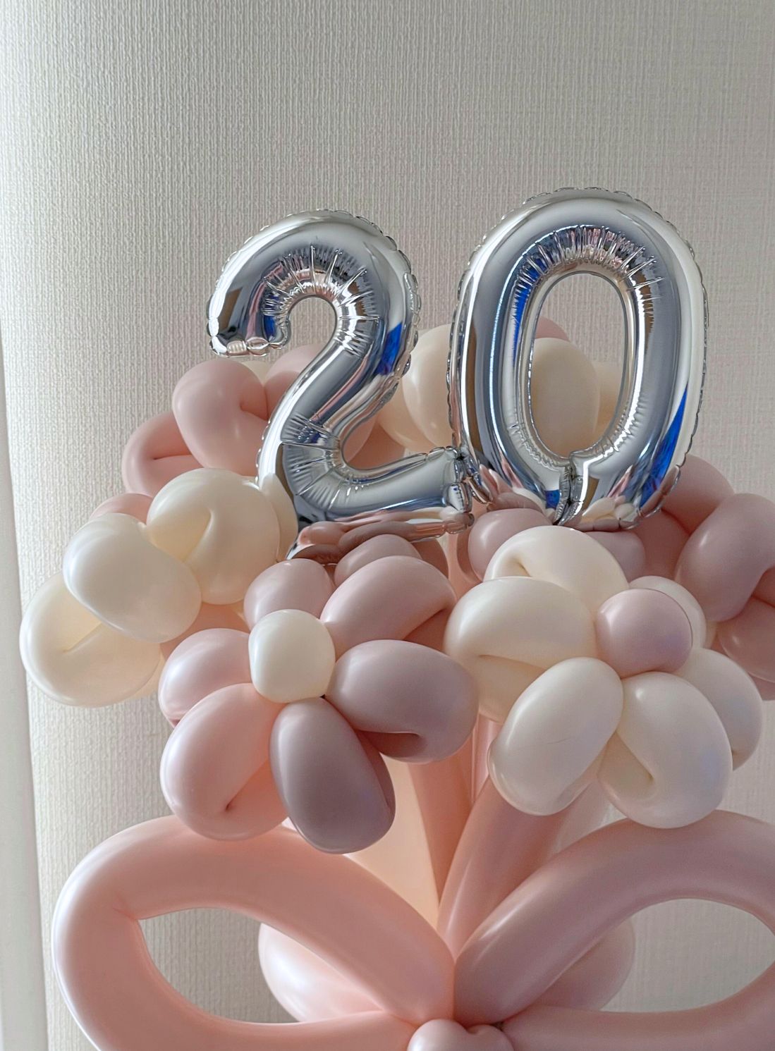 【ナンバーバルーン付き（数字選択可）】バルーンフラワーブーケ リボンver｜全41色