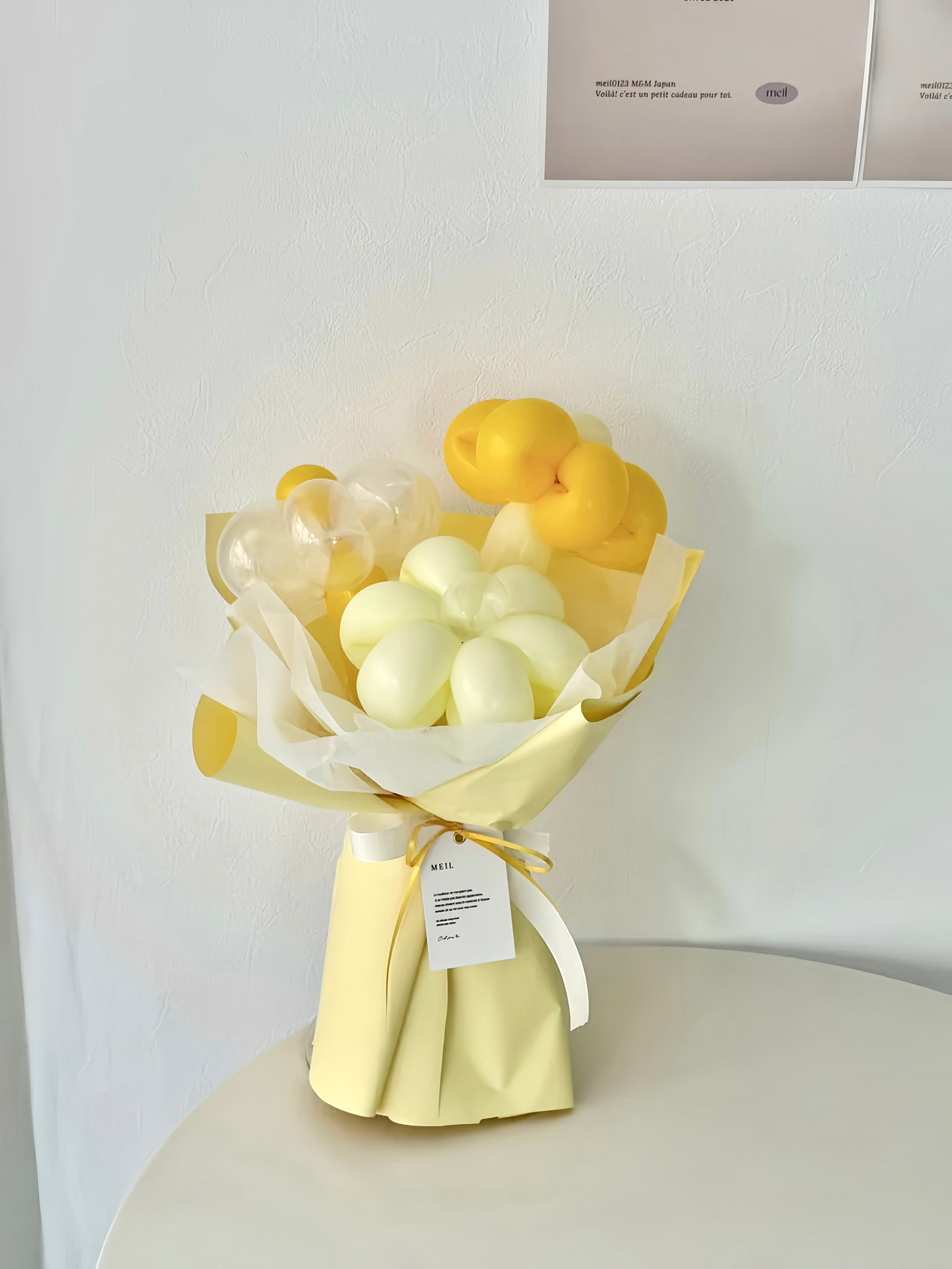 balloon flower bouquet 3本-ラッピングver-【全5色】