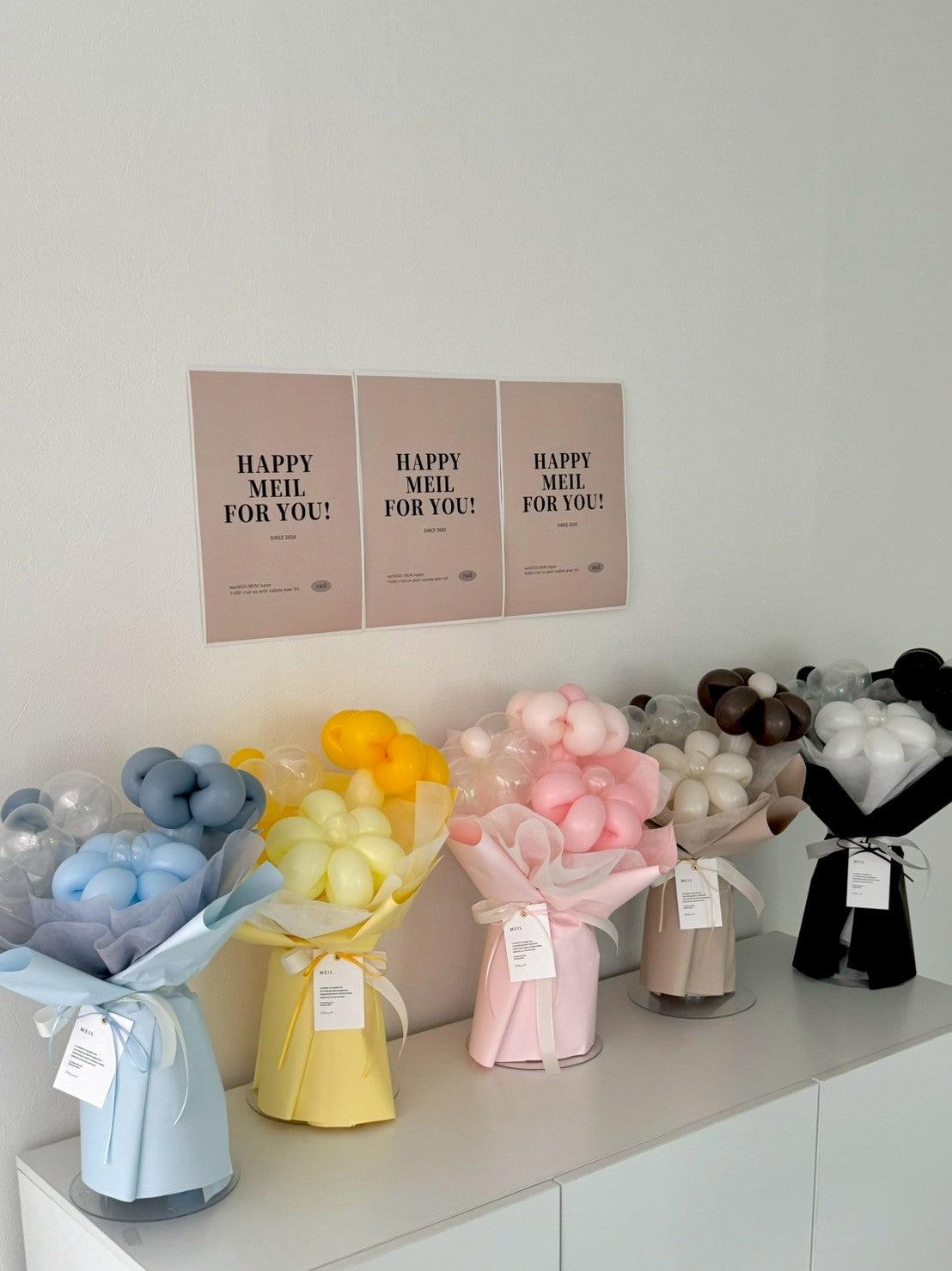 balloon flower bouquet 3本-ラッピングver-【全5色】