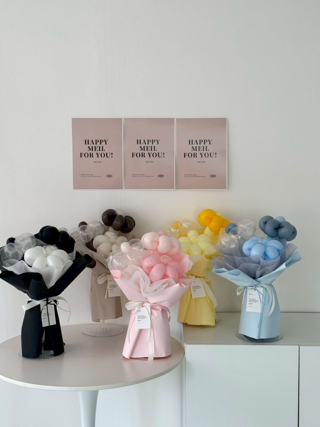 balloon flower bouquet 3本-ラッピングver-【全5色】