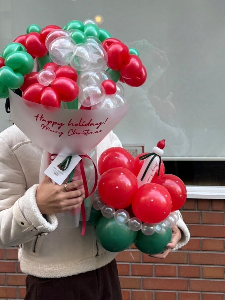Xmas balloon flower bouquet -01-【クリスマス】