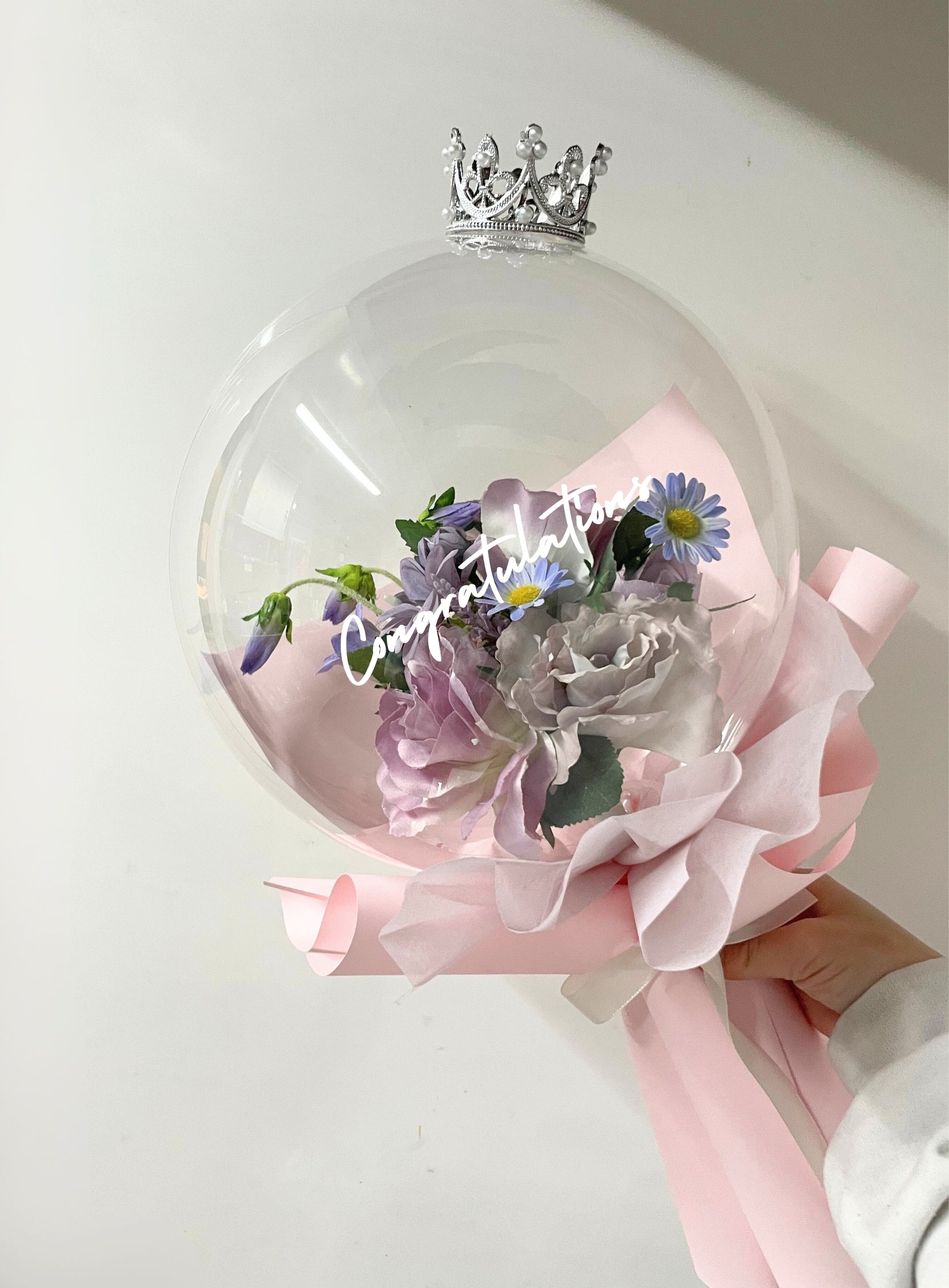 【卒業式・誕生日・記念日ギフト】ティアラ クリアバルーンフラワーブーケ｜02