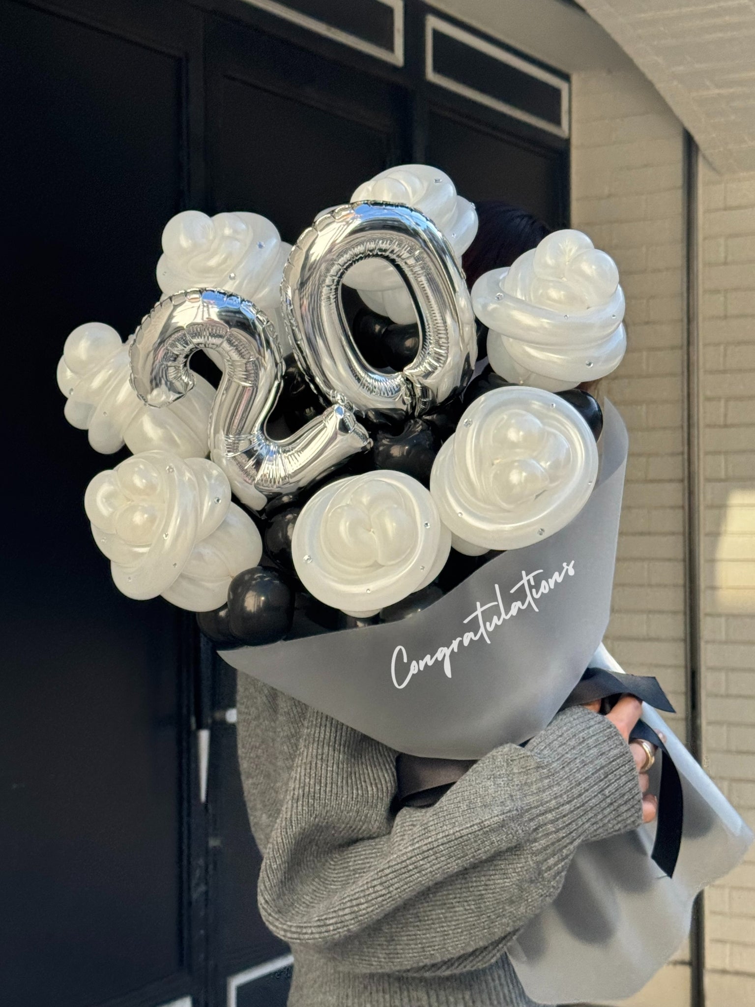 【成人式】20 balloon rose bouquet ラインストーン付き【全7色】