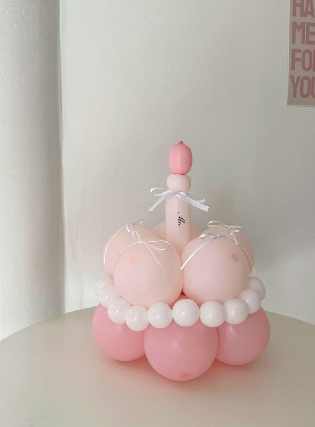number block & cake balloon 2SET pink×white【セット商品】【カラー変更可】