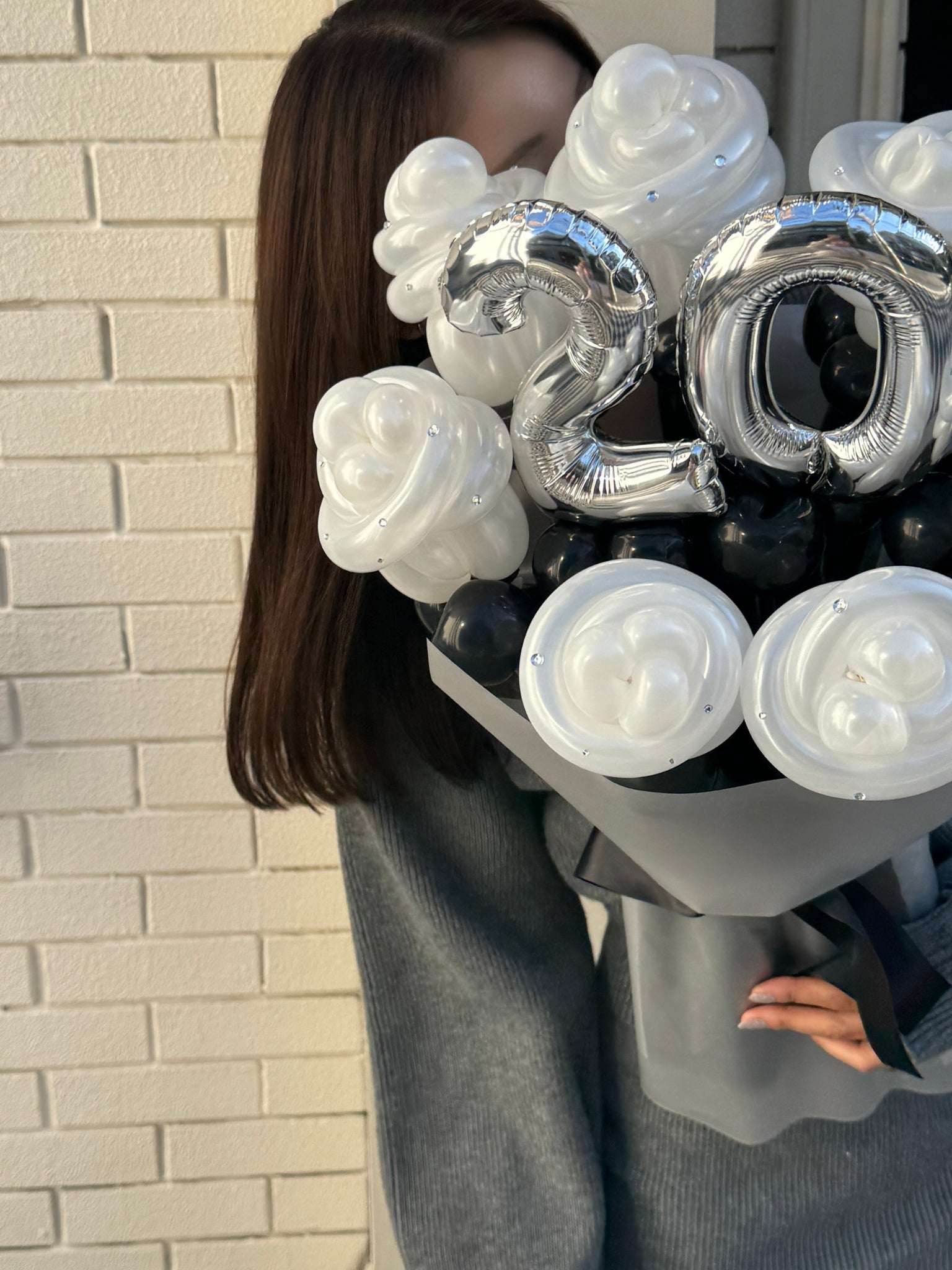 【成人式】20 balloon rose bouquet ラインストーン付き【全7色】