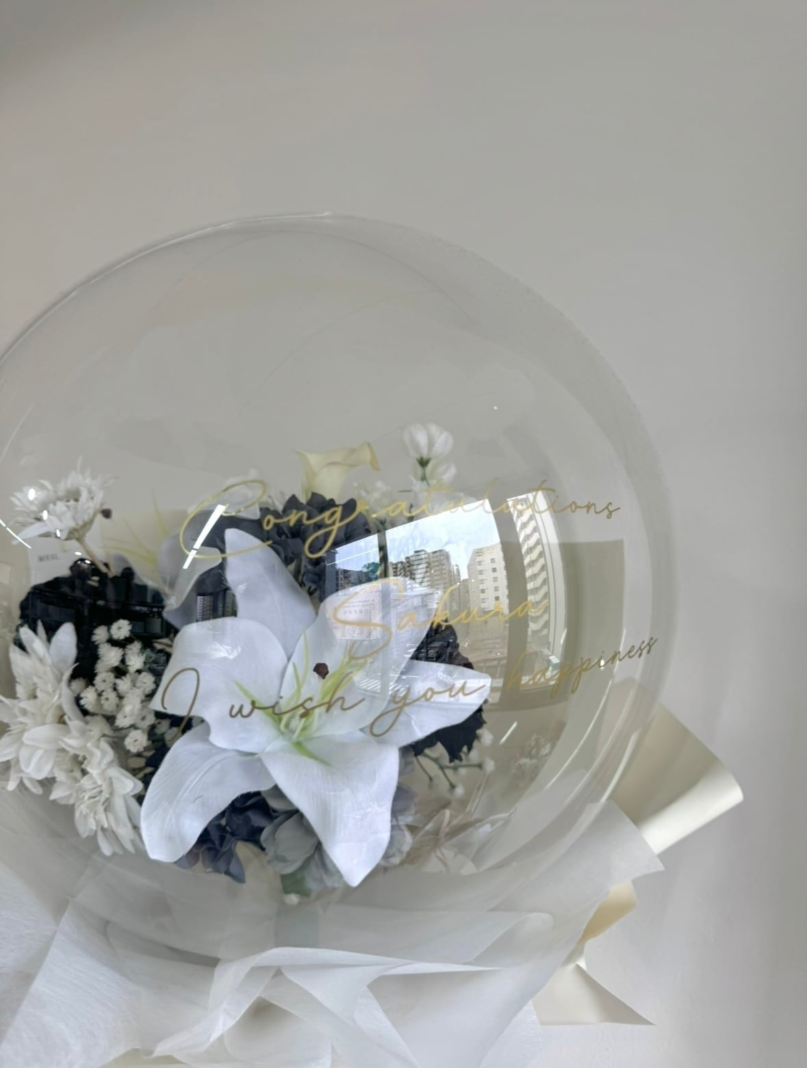 Black flower bouquet-large-