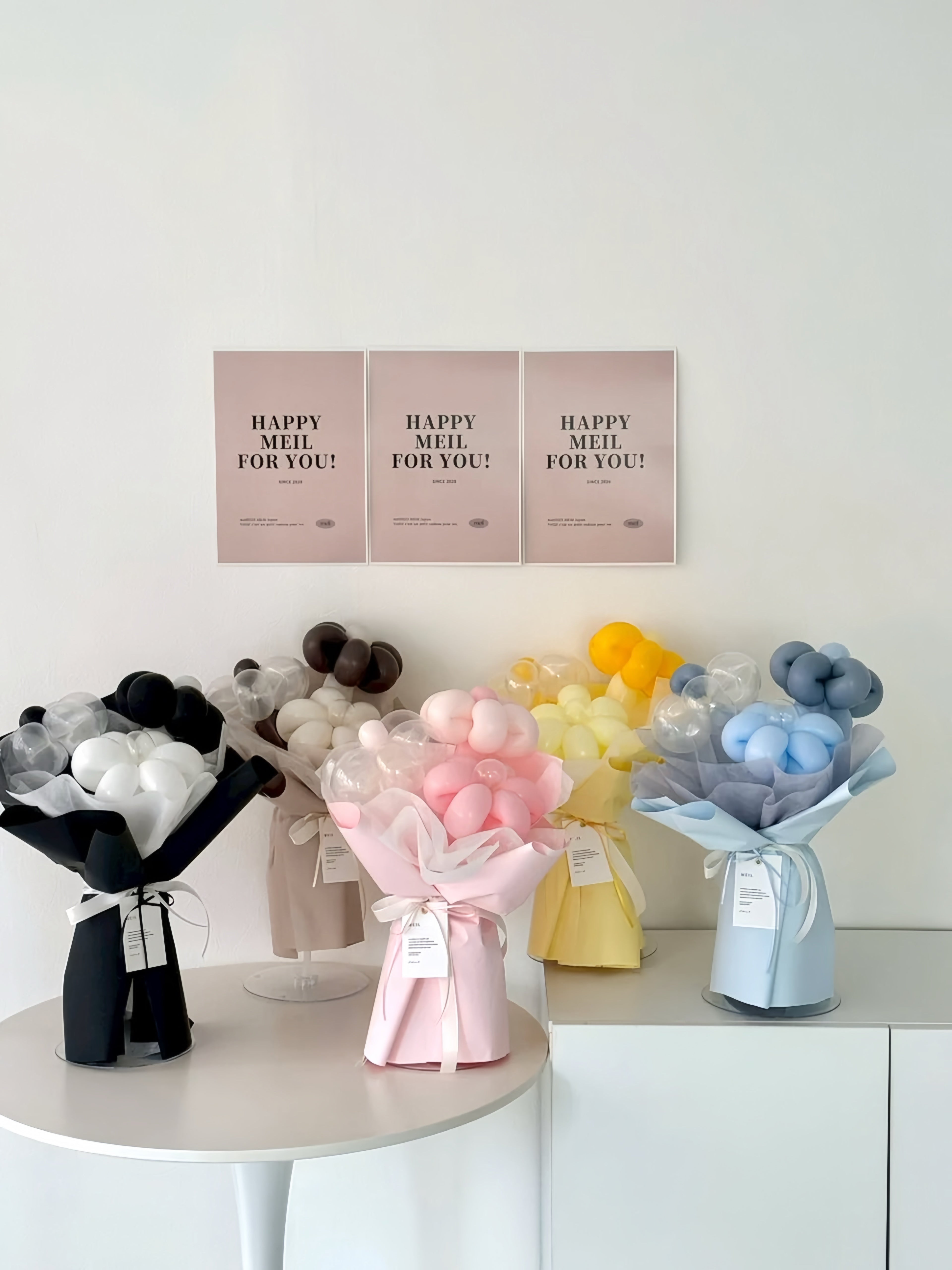 balloon flower bouquet 3本-ラッピングver-【全5色】