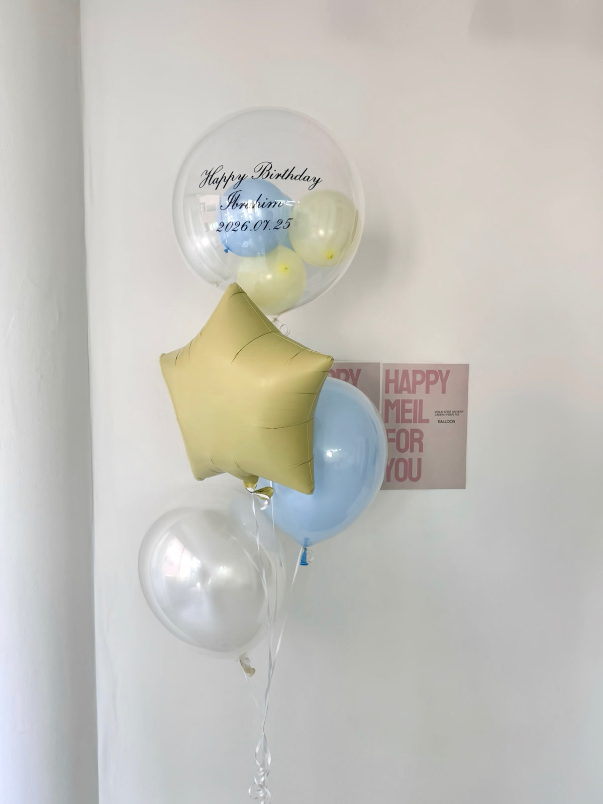 【結婚式・誕生日・記念日ギフト】star round mix balloon 4SET｜blue×yellow