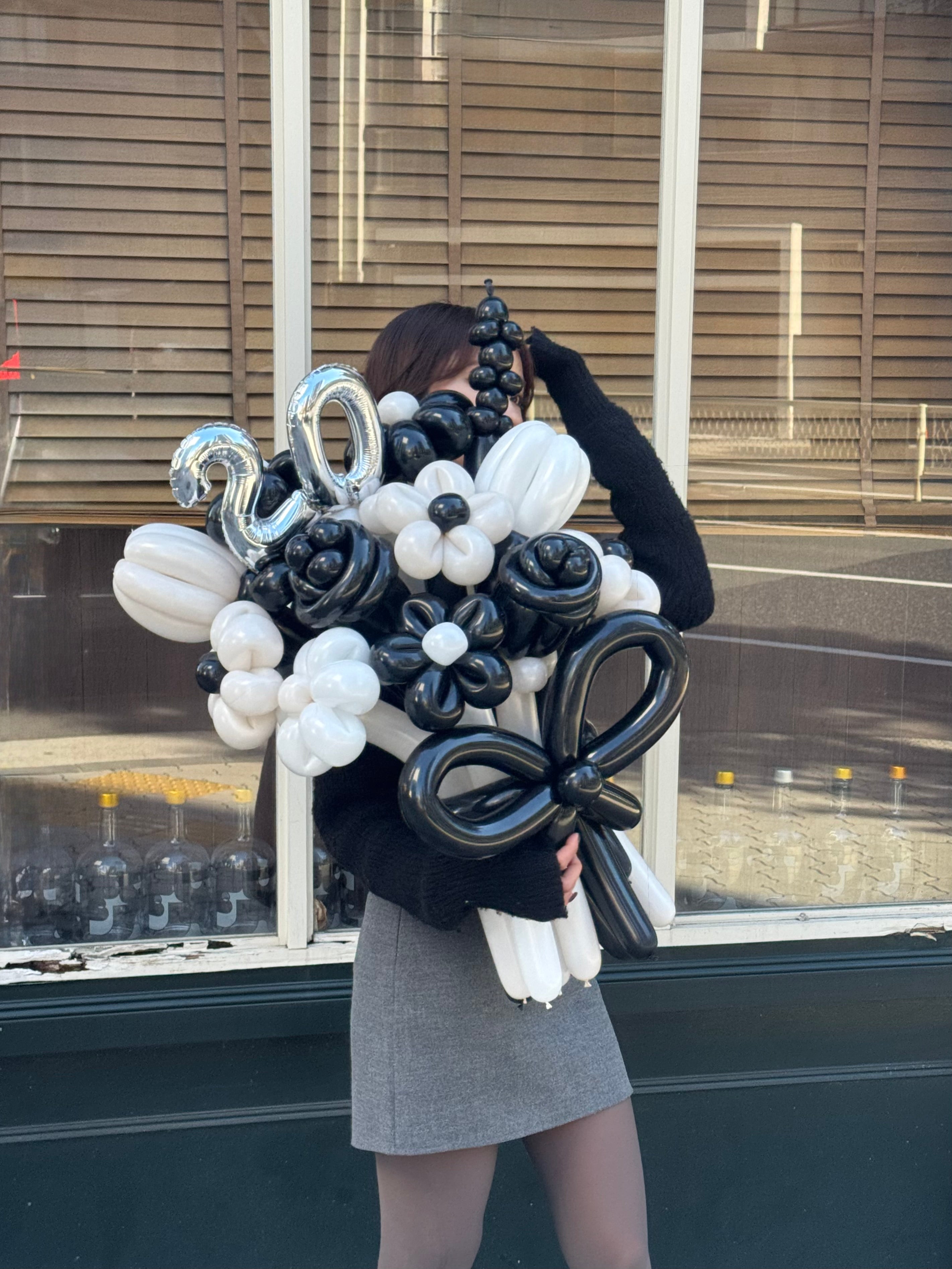 【ナンバーバルーン付き（数字選択可）】ミックスフラワーブーケ ビッグサイズ｜全8色