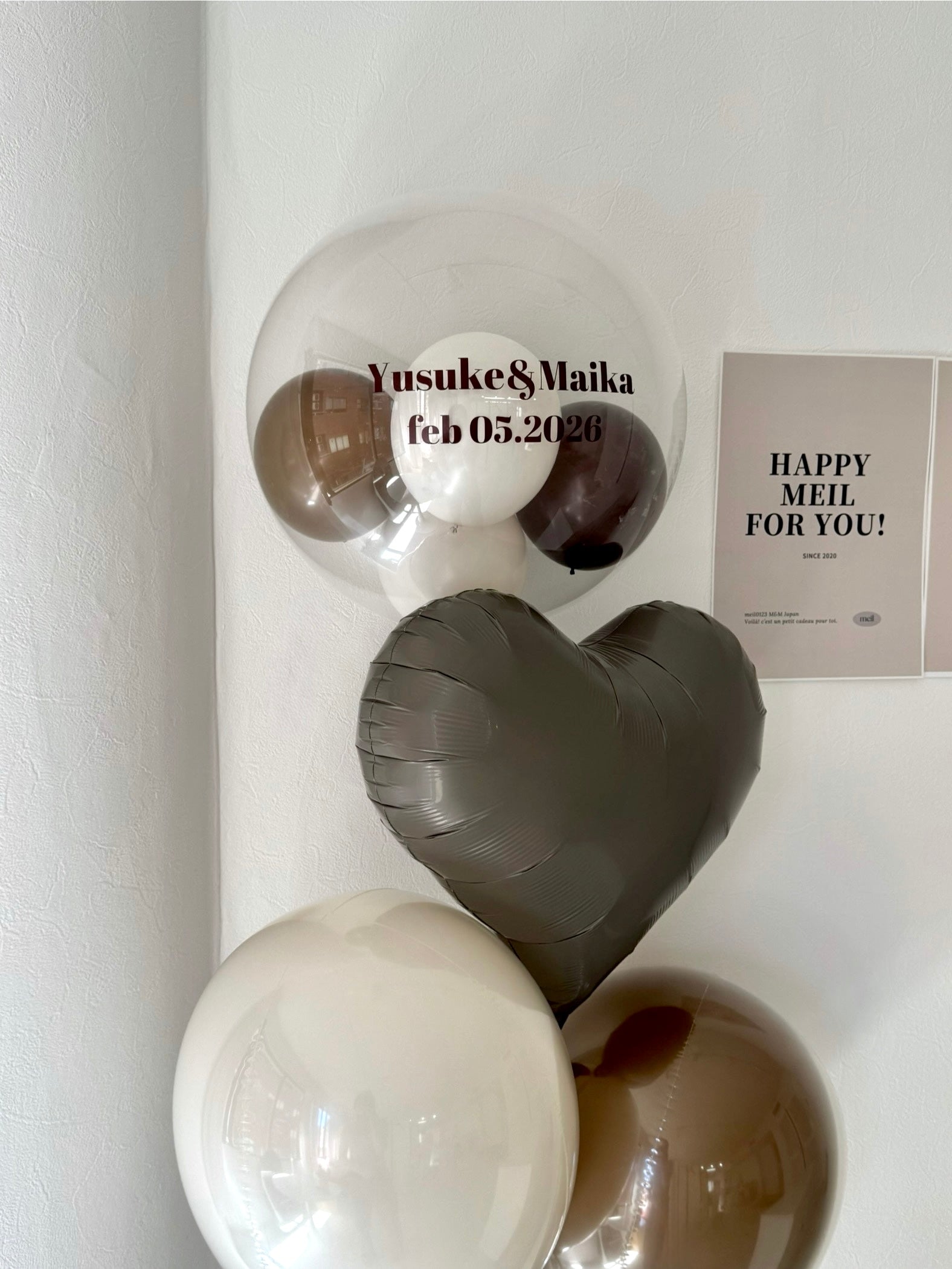 【結婚式・誕生日・記念日ギフト】heart round mix balloon 4SET｜全12色