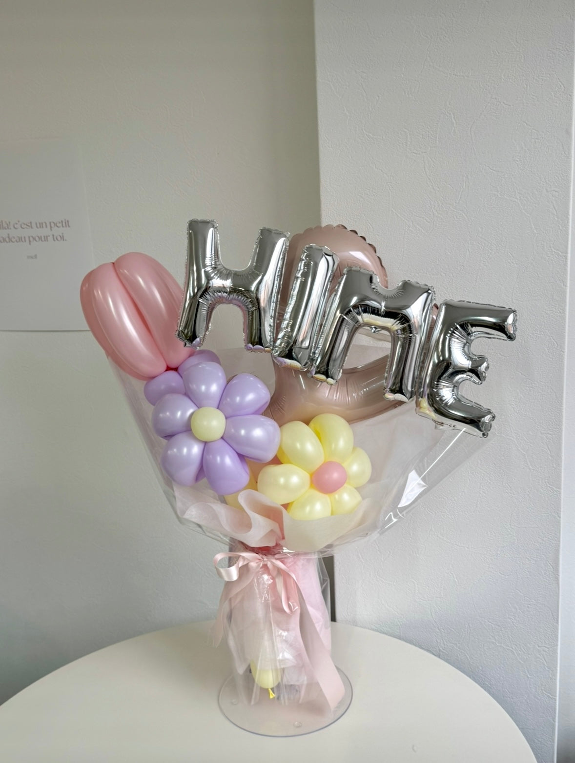 【卒業式・誕生日・記念日ギフト】ピンクハート アルファベット,ナンバー バルーンブーケ ｜全37色