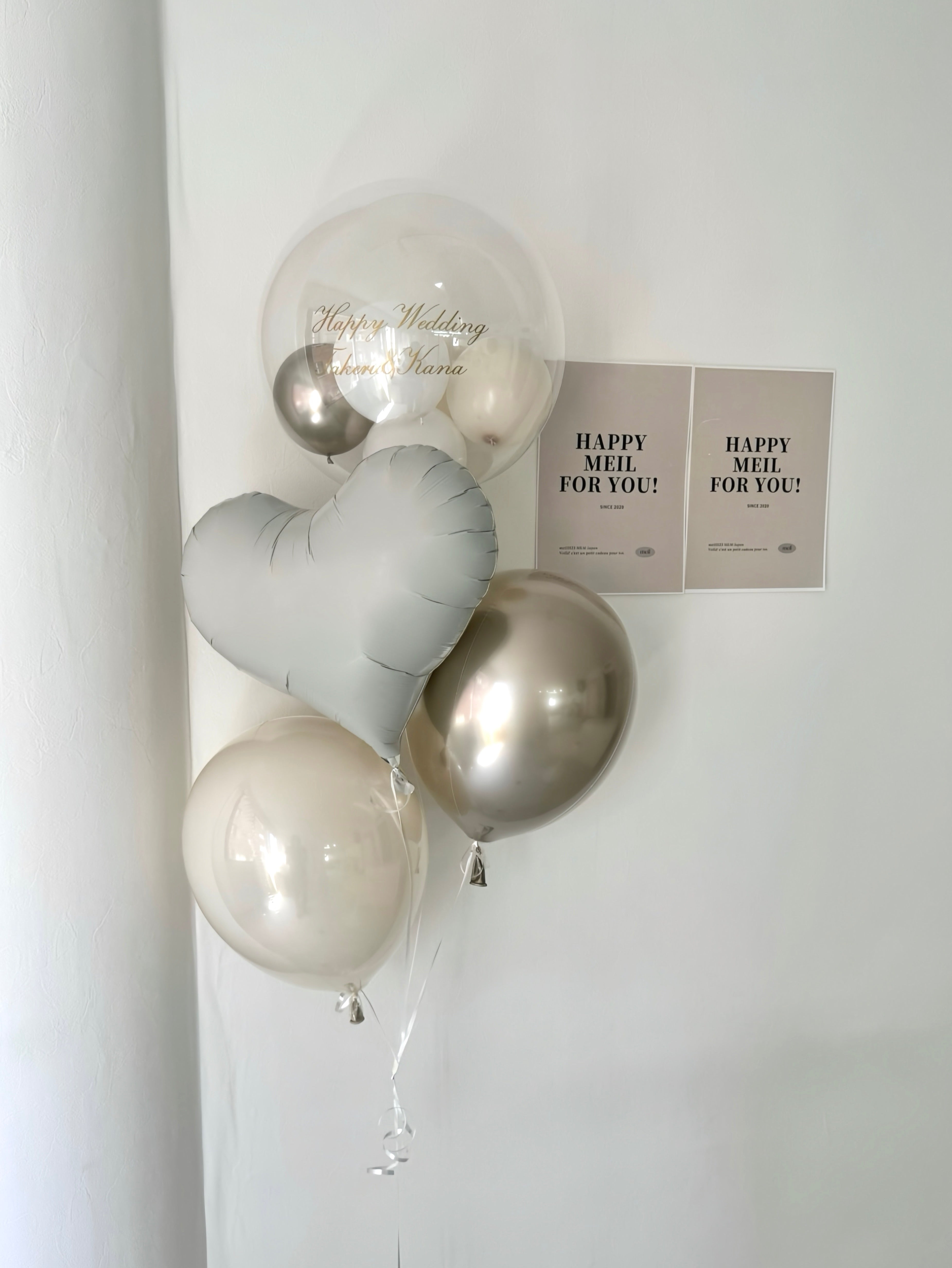 【結婚式・誕生日・記念日ギフト】heart round mix balloon 4SET｜全11色